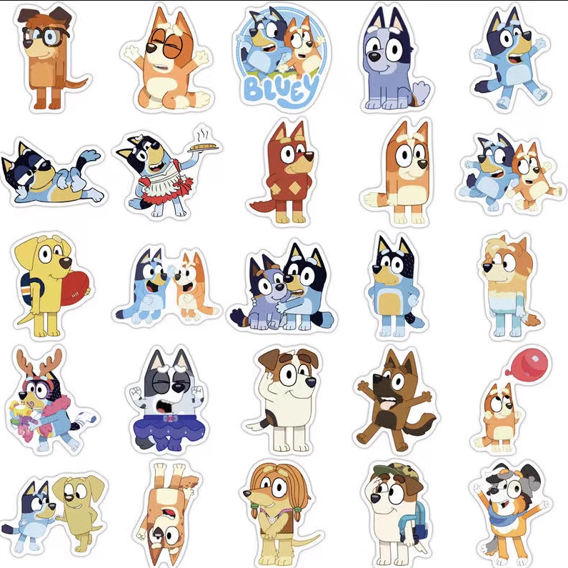 50pcs Bluey Bingo Bulk Stickers Kids Gift Party Decal Waterproof Laptop Dog 50