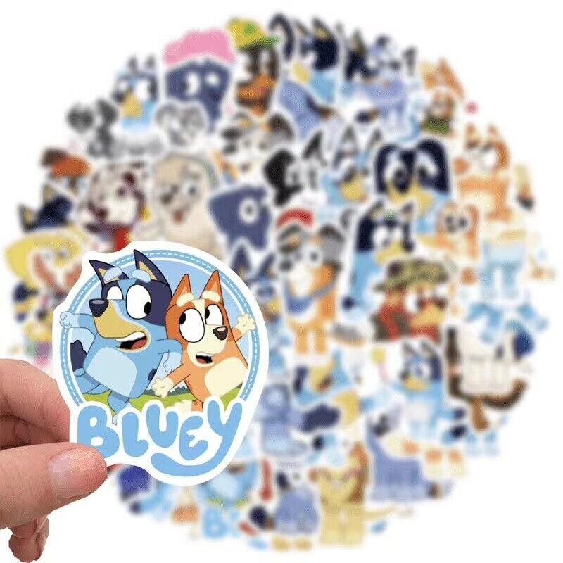 50pcs Bluey Bingo Bulk Stickers Kids Gift Party Decal Waterproof Laptop Dog 50