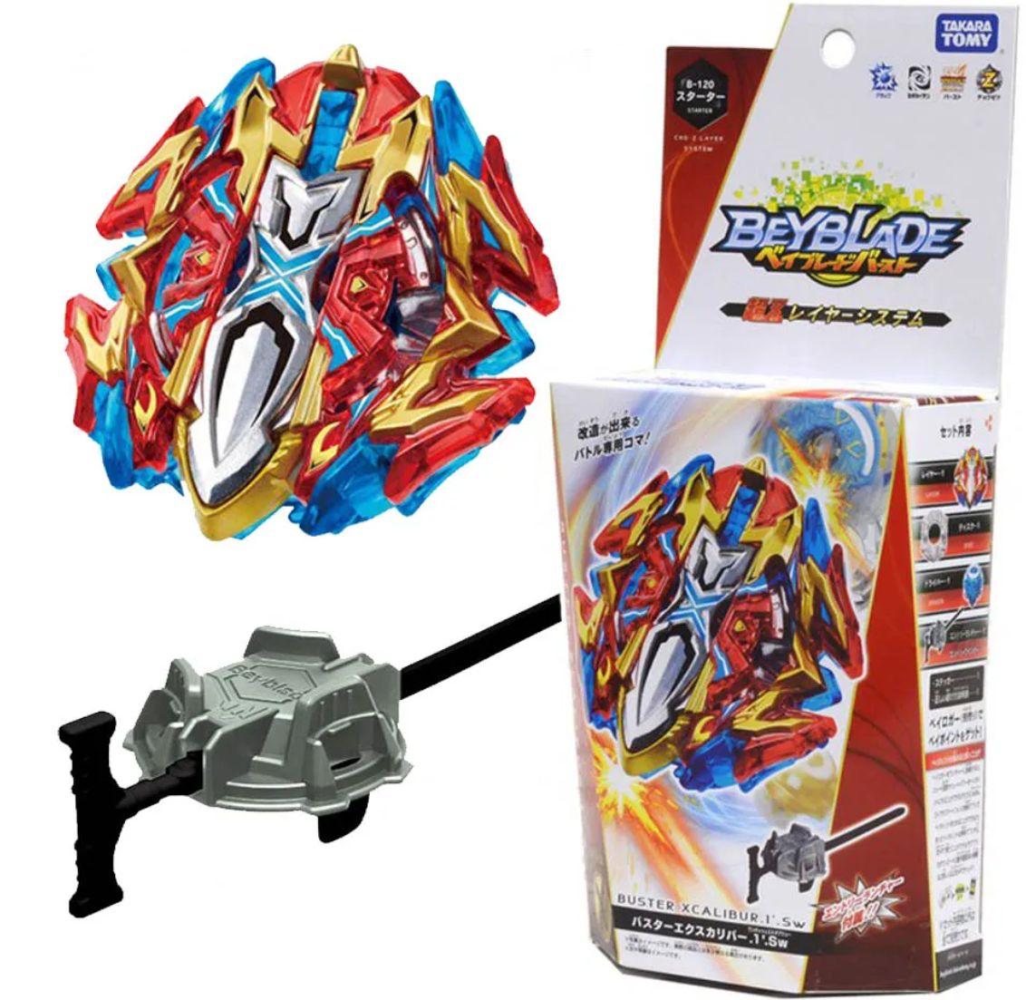 B-120 Takara Tomy Beyblade Burst Xcalibur.1. Sw CHO-Z  starter Launcher AU X