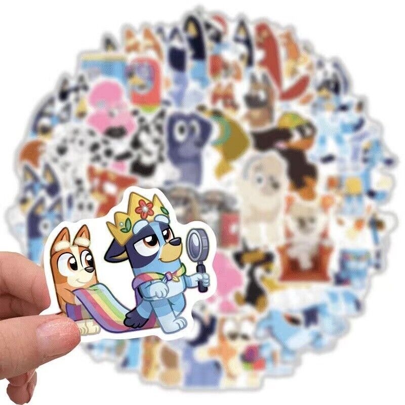 50pcs Bluey Bingo Bulk Stickers Kids Gift Party Decal Waterproof Laptop Dog 50