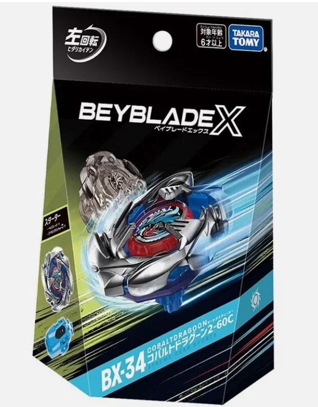 Tomy Takara Cobalt Dragoon 2-60C Starter Launcher Beyblade X BX34 BX-34 NEW GIFT