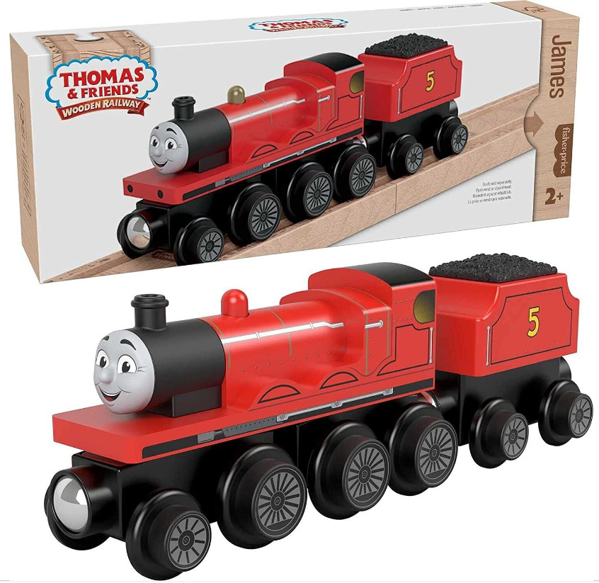 Thomas & Friends Wooden Railway James Engine and Coal Car Fisher-Price Train NEW