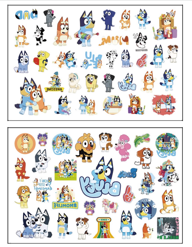 Tattoo Body sticker Bluey Dog Family Bingo Temporary Birthday Party Favours