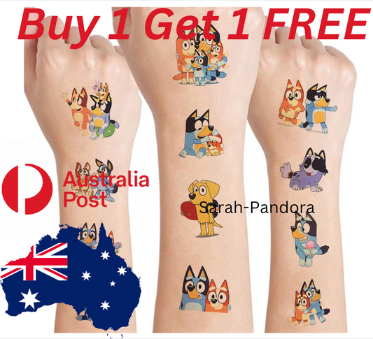 Bluey Kids Temporary Tattoo Sticker Party Supplies Lolly Loot Bag New AU