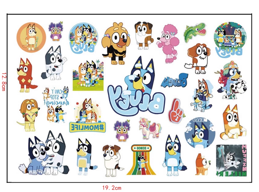 Tattoo Body sticker Bluey Dog Family Bingo Temporary Birthday Party Favours